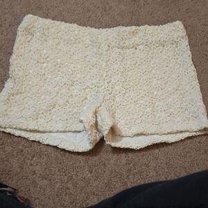 Monteau Ivory Lace Trim Shorts